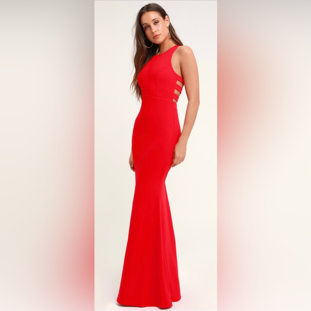 LULUS “Power of Wow” Red Backless Maxi Dress